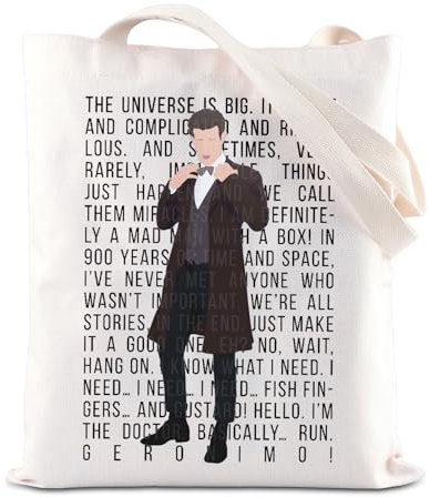 Dr-Who Tragetasche The Eleventh Doctor Gift Doctor TV Show Inspire Grocery Shopping Shoulder Handbag, weiß, 28 Inches