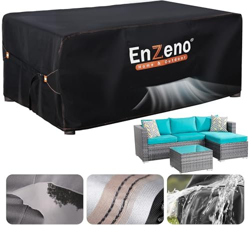 Enzeno Outdoor Garden Furniture Covers Waterproof with Air Vent, 250X150X90cm Patio Furniture Cover for outside Rectangle/Rectangular Table and Chair Set, rattan furniture set