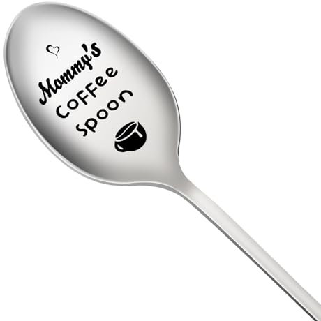 Mom's Coffee Spoon, Best Mom Gift from Daughter Son I Love You Mom Coffee Spoon Engraved Coffee Tea Spoons Mother's Day Birthday Christmas Gifts for Grandmother Mother Coffee Lover A4MQS (Mother)