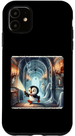 Hülle für iPhone 11 Pinguin Exploring Eerie House On Halloween Ghost Costume