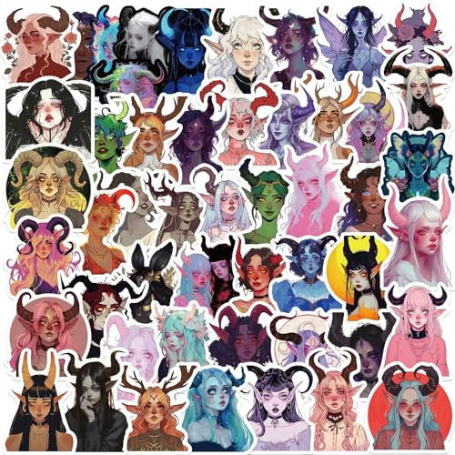 Cartoon-Hexe Aufkleber 50Pcs für Laptop, Fahrrad, Gepäck, Graffiti-Patches, Gitarrenaufkleber für Skateboard, Gepäck, Fahrradstoßstange, Geschenk für Kinder/Teenager
