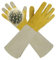 HLDD HANDLANDY Rosenhandschuhe Damen Dornenfest, Long Thorn Proof Leder Gartenhandschuhe mit Unterarmschutz, Garden Work Gauntlet (Golden, L)
