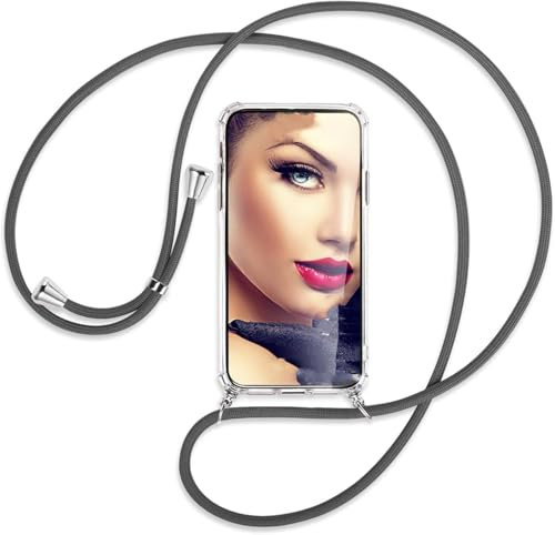 Handykette kompatibel mit OnePlus Nord 4 Hülle,Handyhülle Transparent Silikon Schutzhülle - Necklace Hülle mit Band Handy-Kette Fallschutzhülle Schnur Kette zum Umhängen Case,Silber