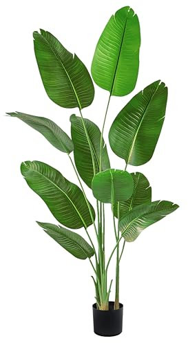Arbre Artificiel 180m Oiseau du Paradis, Plante Artificielle PE Bananier Artificiel, Fausse Plante Interieur, Palmier Tropical Faux Arbre Vert avec Pot pour Decoration Maison Salon Chambre