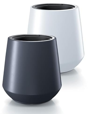 magubo Pflanzkübel Groß Außen - Blumentopf Mit Einsatz, Blumenkübel Aus Kunststoff, Blumentopf Groß Draussen, Übertopf, Blumentopf Groß für Garten und Balkon (MDPHET, ⌀44 cm Weiß)