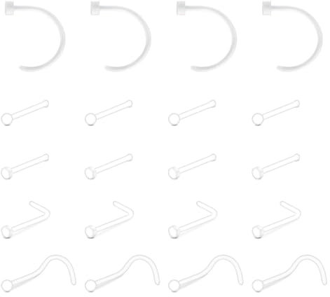 Briana Williams Klar Nasenstecker Nasenpiercing Retainers 20G 18G Bioflex Flexible Nase L Form Knochen Spirale Piercing