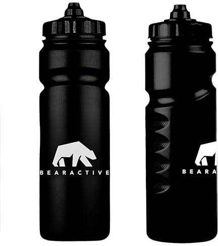 Bearactive Sports Bottle UK Made Lightweigh Gym Water Bottle 750ml with Valve Sprout - BPA Free Plastic, Dishwasher and Leak Proof - for Gym, Bike, Running, Hiking, Football (Black)