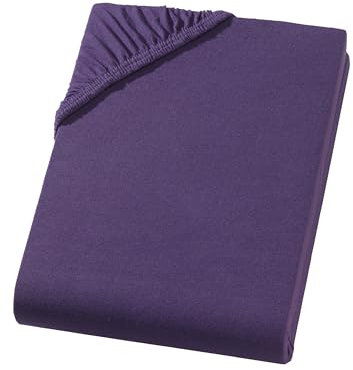 Spannbettlaken 90x200-100x200 cm Spannbetttuch Baumwolle Bettlaken für Matratzen bis 25 cm Höhe, Jersey Spannbettlaken Farbe Aubergine
