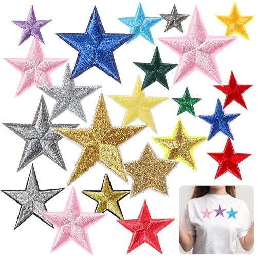 40 Stück Aufbügelbilder Aufkleber, Aufbügler Sterne Bunte Sternaufbügler Aufnäher zum Aufbügeln in Verschiedenen Größen Stern Aufbügelbilder für Kleidung,Jeans,Dekoration,Hüte,Vorhänge