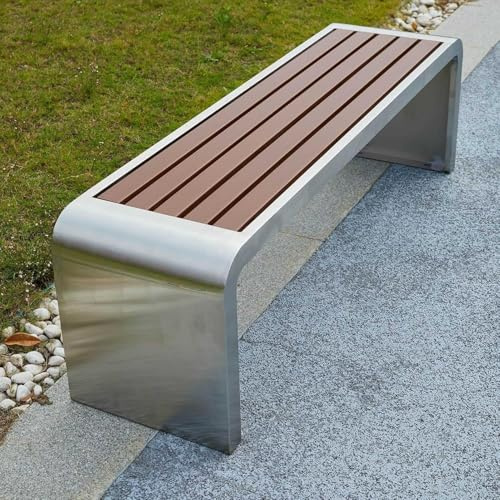 XBDLYQBD Gartenbank aus Edelstahl, Gartenbank für draußen, Sitzbank ohne Rückenlehne, Terrassenbank mit Stuhl, perfekt für Hinterhof, Terrasse, Rasen, Poolrand
