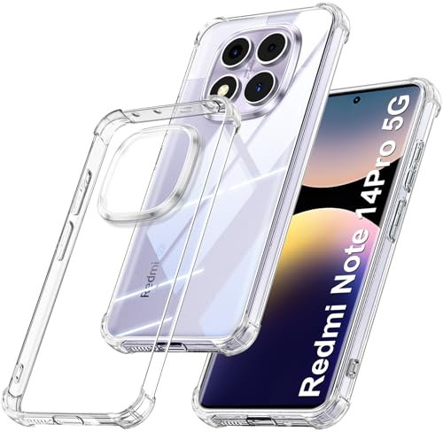 FLLAO Funda para Xiaomi Redmi Note 14 Pro 5G / Xiaomi Poco X7 5G, [Almohadilla de Aire integrada] Antigolpes Antiarañazos Antichoque Carcasa, Transparente