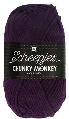 Scheepjes Chunky Monkey Aran Weight Yarn | 100g Ball | Anti-Pilling Acrylic | Soft & Hypoallergenic for Knitting and Crochet Blankets, Toys & Garments (1425 Purple)