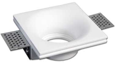 Portafaretto da incasso quadrato in gesso a scomparsa, compatibile con faretti GU10, senza vetro, foro incasso Ø105mm, design moderno per cartongesso (1)