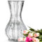 Wrenbury Lily Glass Ribbed Vase for Flowers 20cm - Daffodil Container for Bouquets - Clear Glass Vase for Tulips - For Classic Table Decor