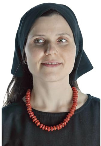 HEMAD Mittelalter Damen Kopftuch 100% Baumwolle Modell: Laudamie, Schwarz