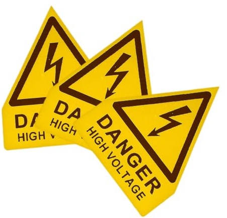 DOITOOL 3pcs Safety Warning Signs Electric Panel Labels Voltage Safety Warning Sticker Caution Sign Electric Labels Shock Sticker PVC Self-Adhesive Yellow