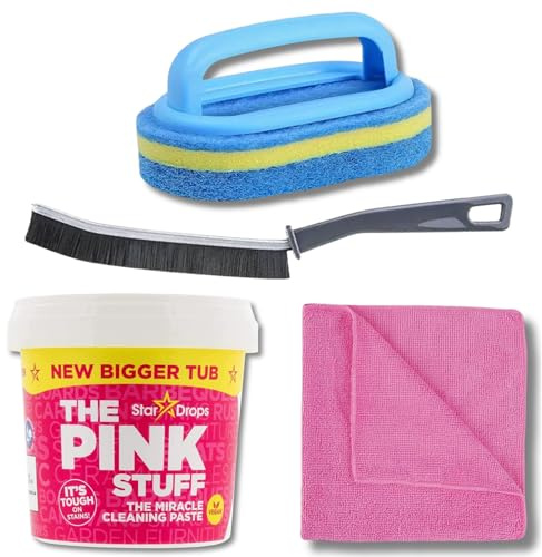 The Pink Stuff 850g Paste with Scrubber, Gap Brush & Cloth - Home Cleaning by Kevagh