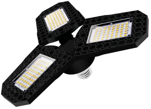 Sosoport LED Garagenleuchte Deckenleuchte 40w Dreiflügelig 90° Verstellbar Schwarz für Garage und Lagerhaus Hohe Helligkeit