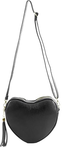 modamoda de T267 Damen Leder Herz Umhängetasche Schultertasche, handmade in Italy