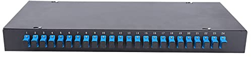 24 24 Port SC Connector Optical Fiber Terminal Box Wall Mounted Fiber Patch Panel for Network Cable Management Durable Cold Rolled Steel Black 435 x 203 x 43mm