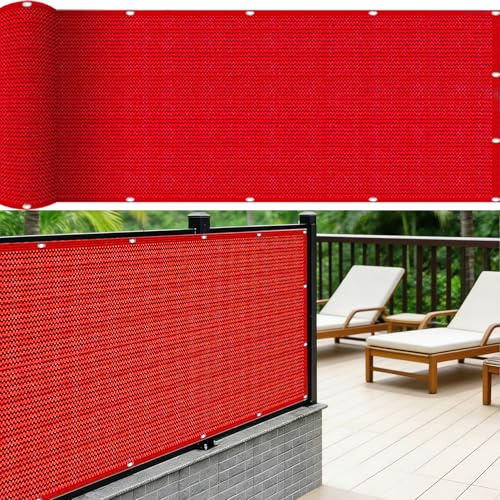 Brise Vue Balcon Cache 0.6 x 4.2 m, Protection UV Résistant Déchirures et Au Vent Protection Contre Les Regards Balcon Couverture Brise Vue, avec Œillets pour, Rouge