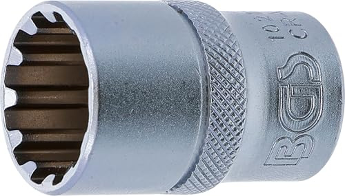 BGS 10218 | Steckschlüssel-Einsatz Gear Lock | 12,5 mm (1/2) | SW 18 mm | Antrieb Innenvierkant 12,5 mm (1/2) | Chrom-Vanadium-Stahl | verchromt, matt | mit Rändelung