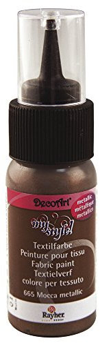 Rayher 38483665 My Style Textilfarbe, metallic, 29 ml Flasche auf Blisterkarte, mocca metallic