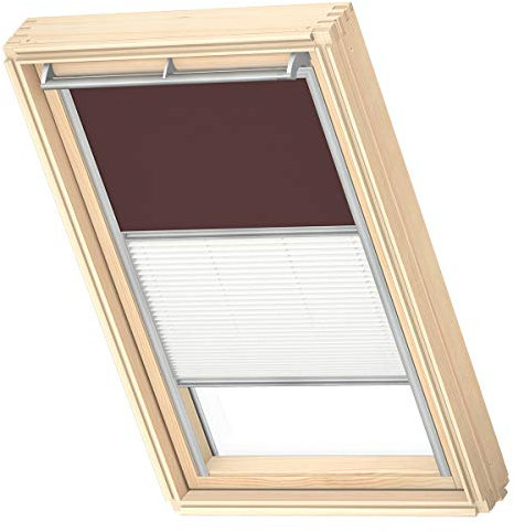 VELUX Original Dachfenster Duo Verdunkelungsrollo für M04 / 304/1 / MK34, Rehbraun, mit Grauer Führungsschiene
