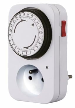 Perel Minuteur 24H, analogique, 230 V, 16 A, 3680 W, Terre française Type E, Blanc