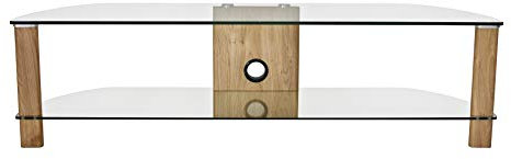 Alphason Century 1500 TV Stand - Light Oak & Clear Glass