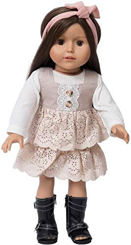 The New York Doll Collection komplette Outfit beinhaltet - Jahrgang Set Schuhe - Stirnband Kleid - Für 18 Zoll/46 cm Mode Mädchen Kleidung - Puppe Zubehör