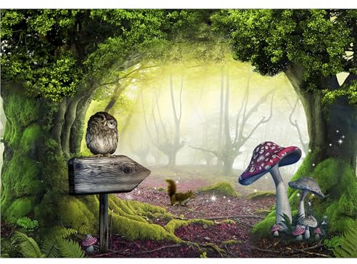 decomonkey Fototapete Kinderzimmer 250x175 cm XL Tapete Fototapeten Vlies Tapeten Vliestapete Wandtapete moderne Wandbild Wand Schlafzimmer Wohnzimmer Wald Tiere Fabel Baum