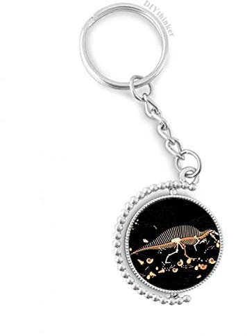 DIYthinker Dinosaurier Grass Knochen Knochen Drehbare Schlüsselanhänger Ringe 1.2 Zoll x 3.5 Zoll Mehrfarbig