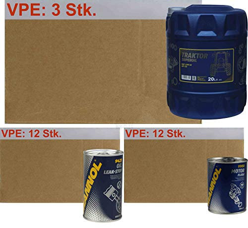 60L Motoröl MANNOL Traktor Superoil 15W-40 12xLeak-Stop+Motor Flush