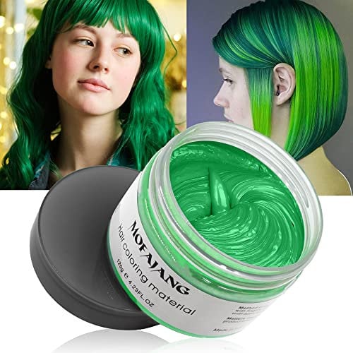 Temporäre Haarfarbe , Styling Haartone für Männer Frauen, Natürliche Frisur Pomade, Haarfärbemittel Wachs für Party, Cosplay & Halloween, 4,23 Unzen (Grün)