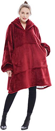 FELOVE Übergroße Hoodie Sweatshirt, Original Decke Sweatshirt, super weiche gemütliche warme komfortable Riesen-Hoodie, Geeignet Kapuzenpullover für Erwachsene, Männer, Frauen, Jugendliche Weinrot