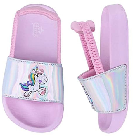 Dream QuanZhou Pantoufles de Plage Filles Été Confortable Claquette de Piscine Enfant Bain Pantoufles de Douche Antidérapant Sandales 27 Argent