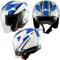 A-Pro Casco Moto Jet Scooter Visiera Doppia ECE 22-06 Certificato Bianco Blu L