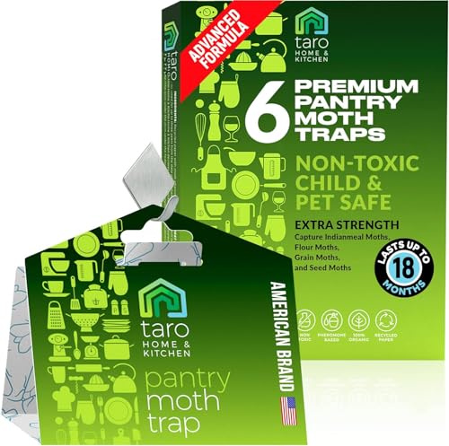 Taro 6-Pack Maximum Strength Pantry Moth Traps, Pantry Moth Killer, Moth Traps for House Pantry, Keep Moth Away with Taro Moth Killer Indoor, Pantry Moth Traps with Pheromones Prime, Pantry Moth Trap