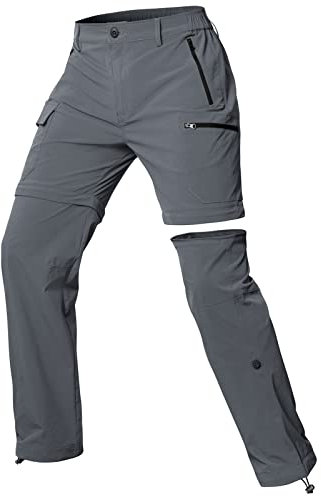 Cycorld Pantaloni Cargo Escursionismo Donna Zip off Impermeabile Pantaloni Passeggiata Leggero Quick Dry Convertibile Stretch Outdoor Casual con 5 Tasche(Grigio Chiaro, L)