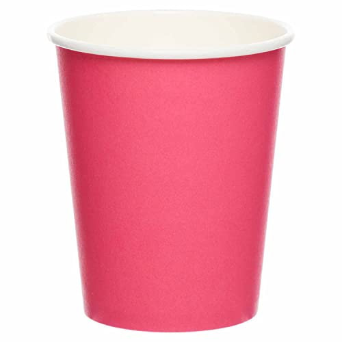 Amscan 9915403-202-66 - Bright Pink Eco-Friendly Recyclable Paper Party Cups - 8 Pack