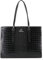 Sac A Main Femme Similicuir Crocodile - Sac Cabas Rigide Documents A4 - Sac Cours Lycée Business - Sacoche Porté Epaule Bandoulière - Chic Tendance - Noir