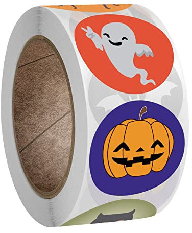 Rifuli Pack Halloween Aufkleber Etiketten Dekorationen 1 Rolle 500 Aufkleber Geeignet für Halloween Party Dekoration Tumblr Zimmer Unter 10 (Multicolor-a, One Size)