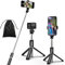 KOMI Selfie-Stick – 4-in-1 Selfie-Stick, ausziehbar, tragbar, mit Abnehmbarer kabelloser Fernbedienung, kompatibel mit iPhone, Samsung, Kamera, Android (schwarz)