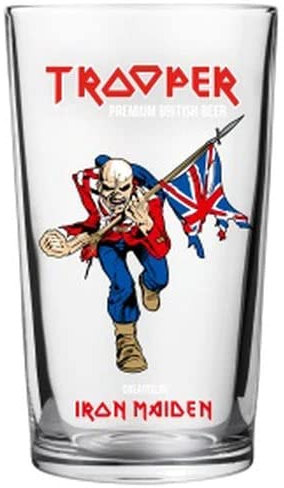 Iron Maiden Trooper Beer Glass | Pint to Brim 20oz Glass | Nucleated Beer Glass | Official Merchandise | Perfect for Your Home Bar or Mancave | 1 Glass