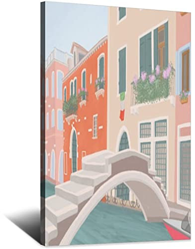 CRONDUS Vintage Reiseposter Venedig Italien Leinwand Wandkunst Poster Dekor Malerei Poster