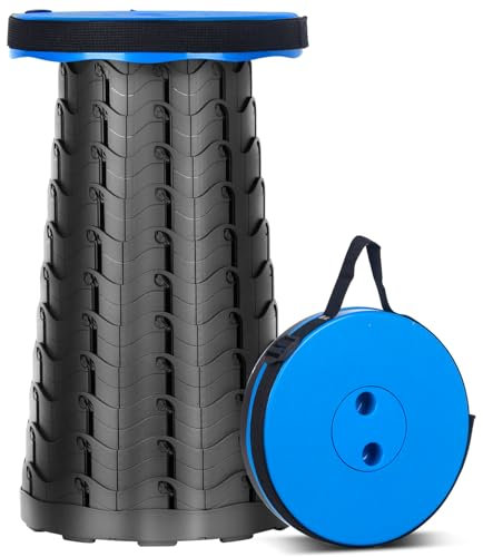 HIGSPE Tragbarer Klapphocker Klappbar, Mini Teleskophocker 6,5~45cm Höhenverstellbar, Plastik Hocker Leichte Campinghocker für Outdoor Camping Angeln BBQ Küche, Belastung 180kg/397 lb