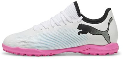 PUMA Future 7 Play TT Jr, Soccer Shoe, White Black-Poison Pink, 37 EU