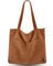 Prite Tote Bag Sac en Velours Côtelé Bandouliere Cabas Femme Homme Sac Fourre Tout avec Fermeture Éclair et Poches (Marron)
