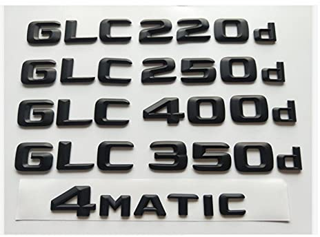INPETS Matt Black 3D Buchstaben Embleme Abzeichen Emblem Fit for Mercedes Benz X253 C253 GLC20. 0d GLC22. 0d GLC25. 0d GLC30. 0d GLC32. 0d 4matic CDI CGI. (Size : GLC 400d)